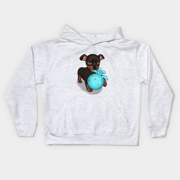 Miniature Doberman Pinscher Puppy Kids Hoodie by PaperRain